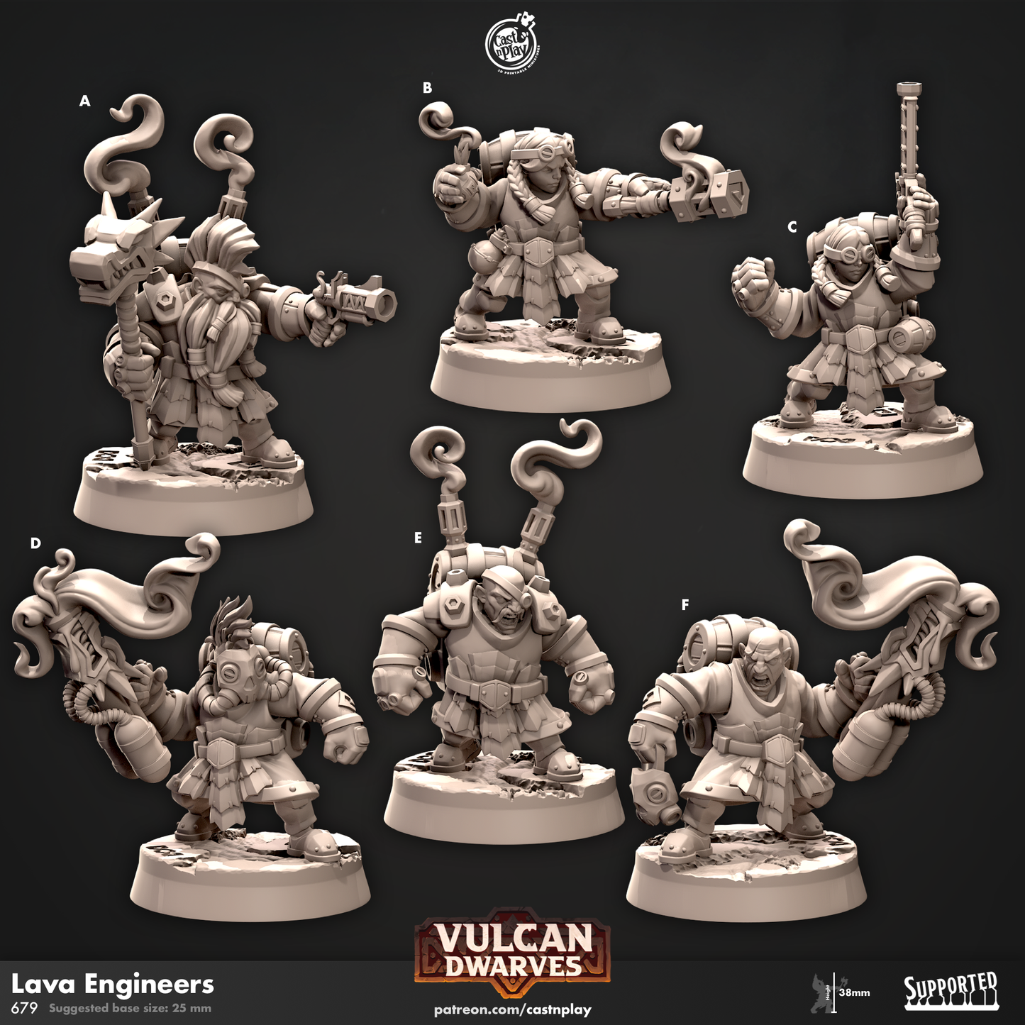 Lava Engineers - Vulcan Dwarves | Cast N Play | Resin
