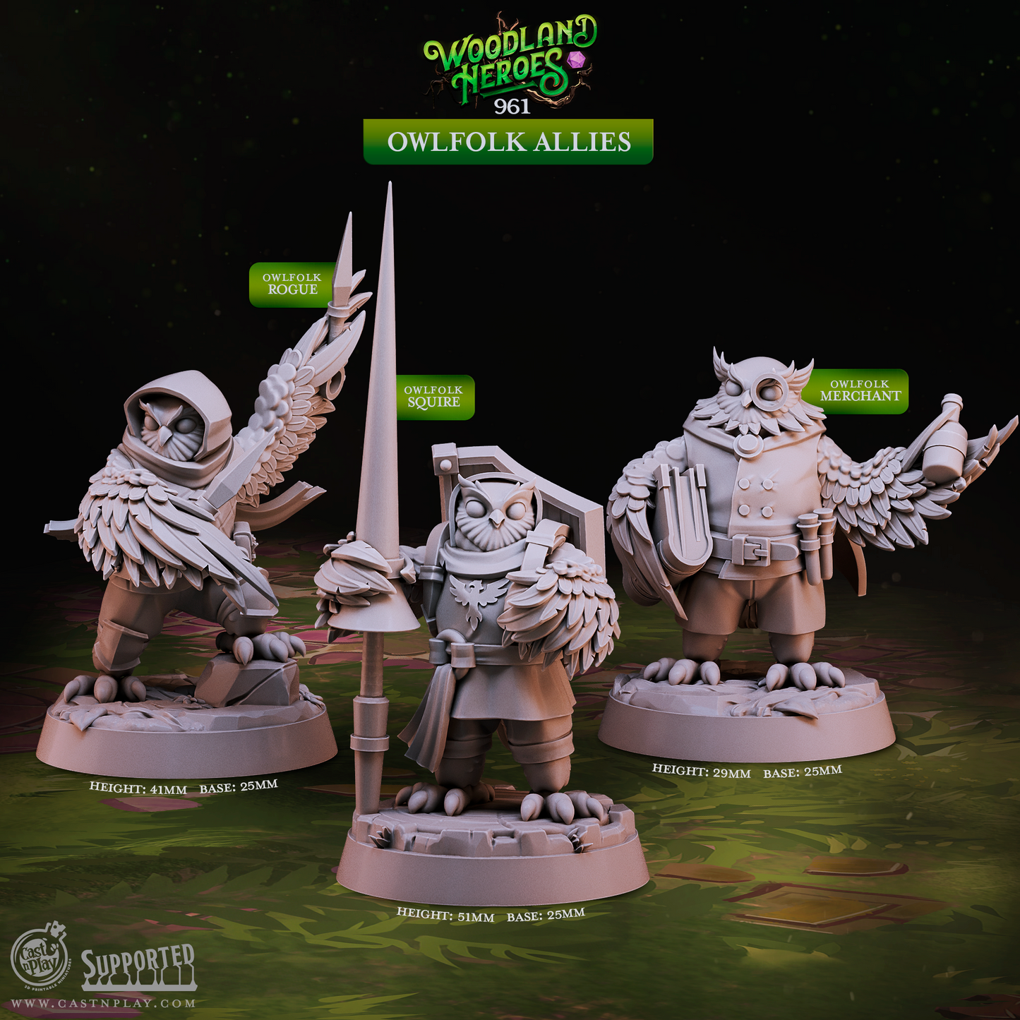Owlfolk Allies - Woodland Heroes | Cast N Play | Resin