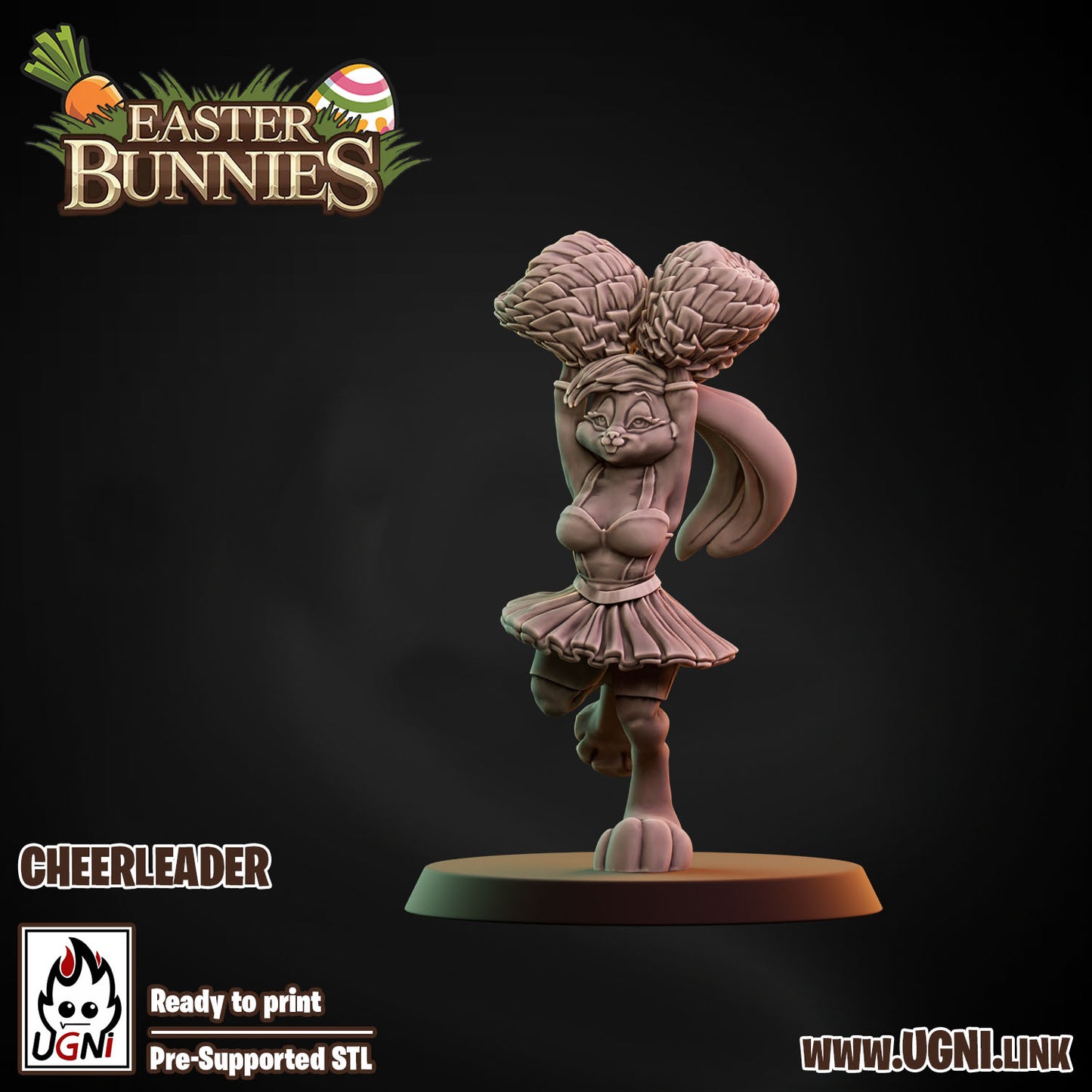 Easter Bunnies Team - Cheerleader 03 | UGNI Miniatures | Resin