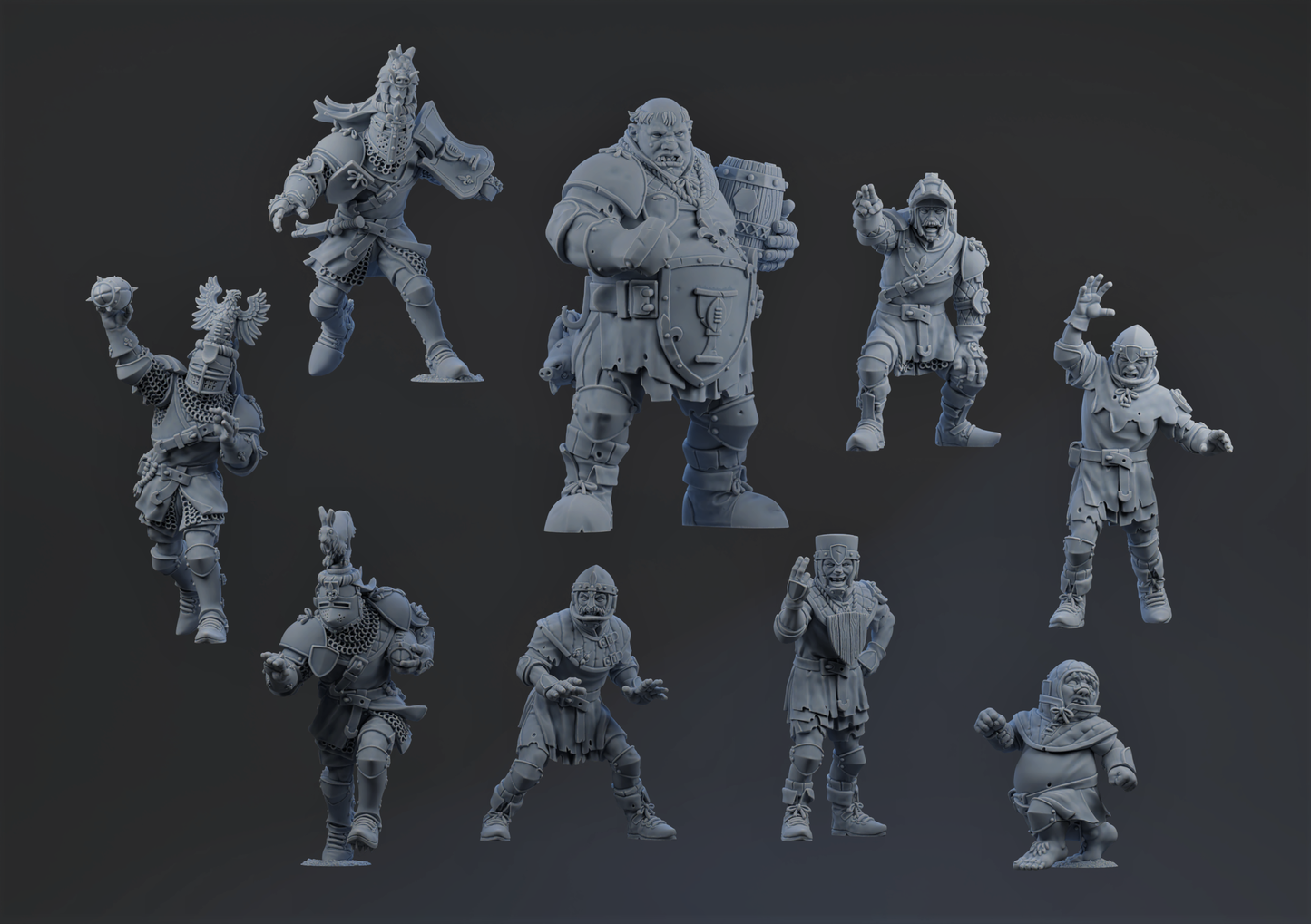 Chivalric Crushers Knights Team - Full Team (18 models) | Brutefun Miniatures | Resin