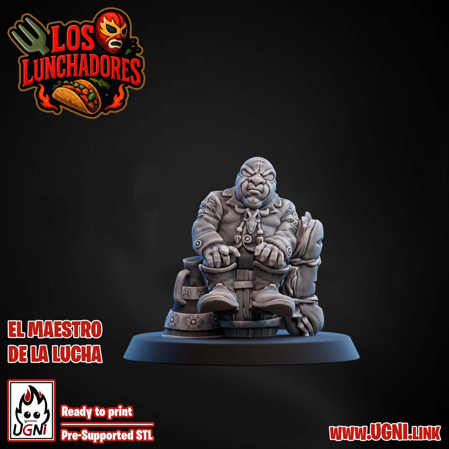 Los Lunchadores Halfling Team - El Maestro de la Lucha | UGNI Miniatures | Resin