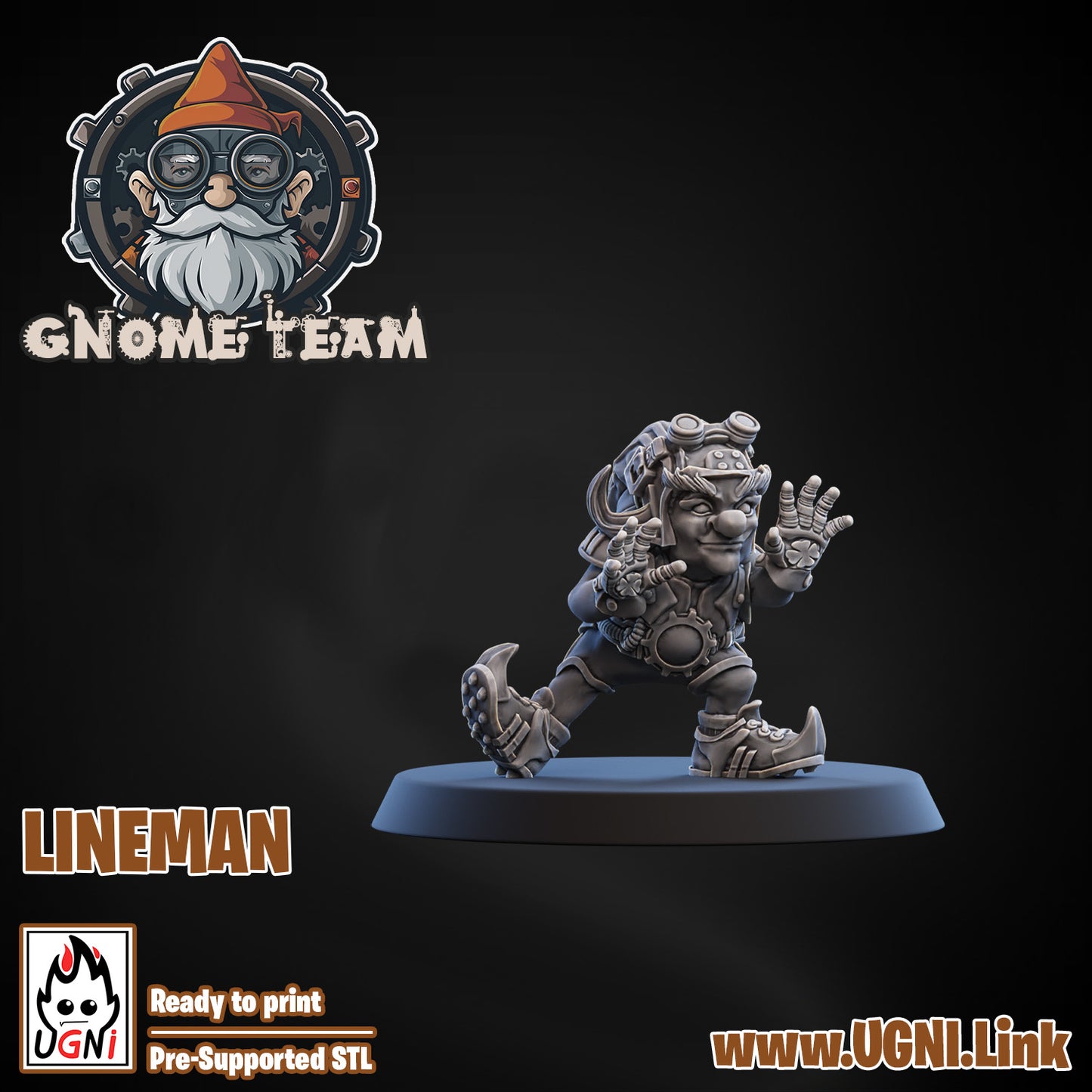 Gnome Team - Lineman 10 | UGNI Miniatures | Resin