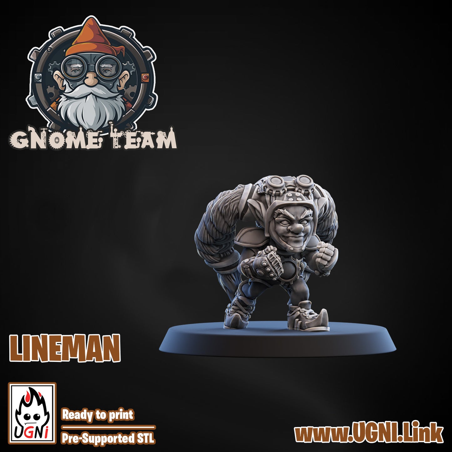 Gnome Team - Lineman 08 | UGNI Miniatures | Resin