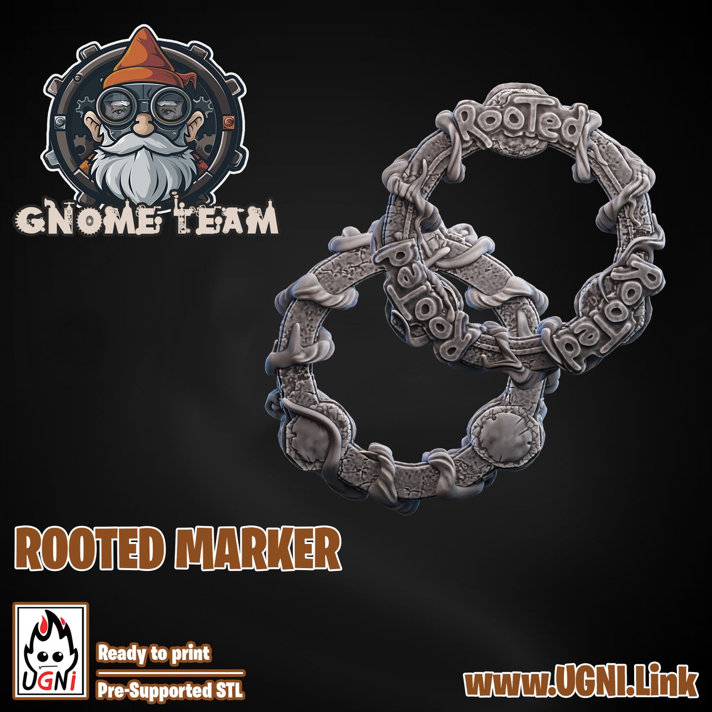 Gnome Team - Rooted Marker (2pcs) | UGNI Miniatures | Resin