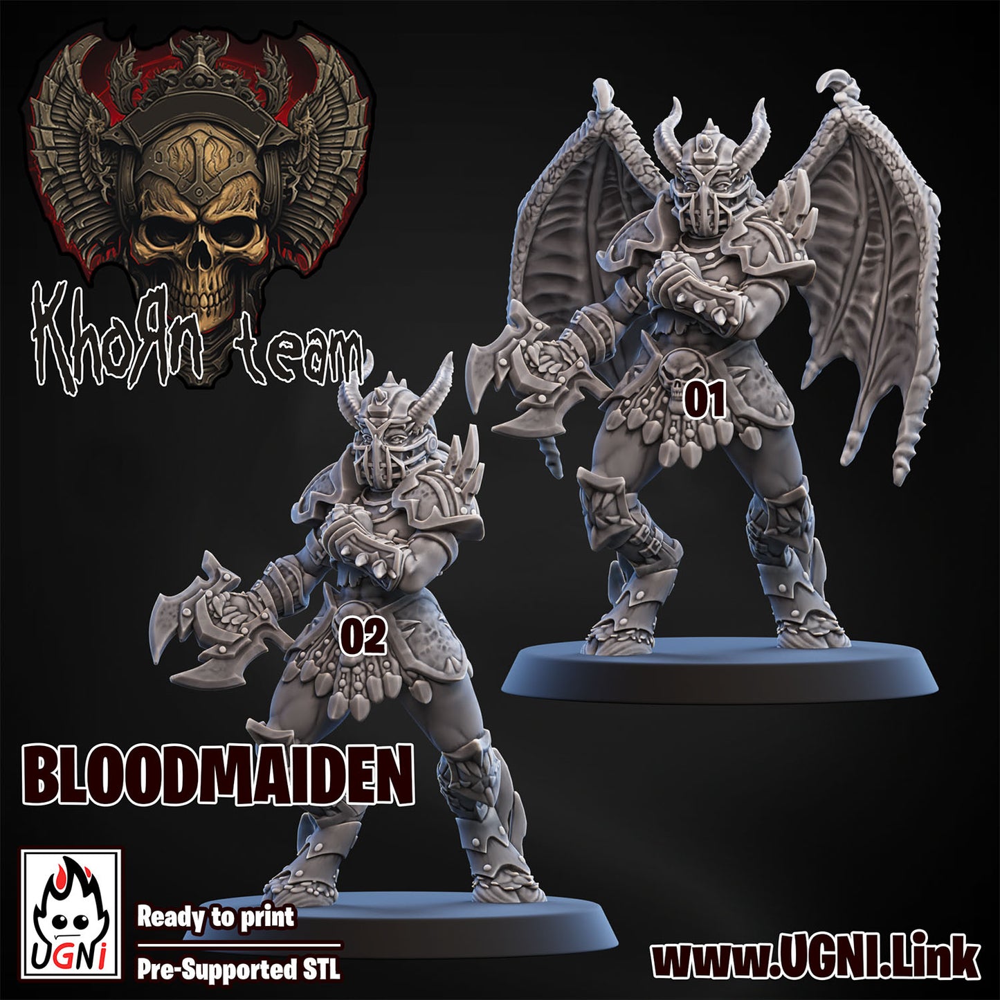 Khorn Team - Bloodmaiden 04 | UGNI Miniatures | Resin