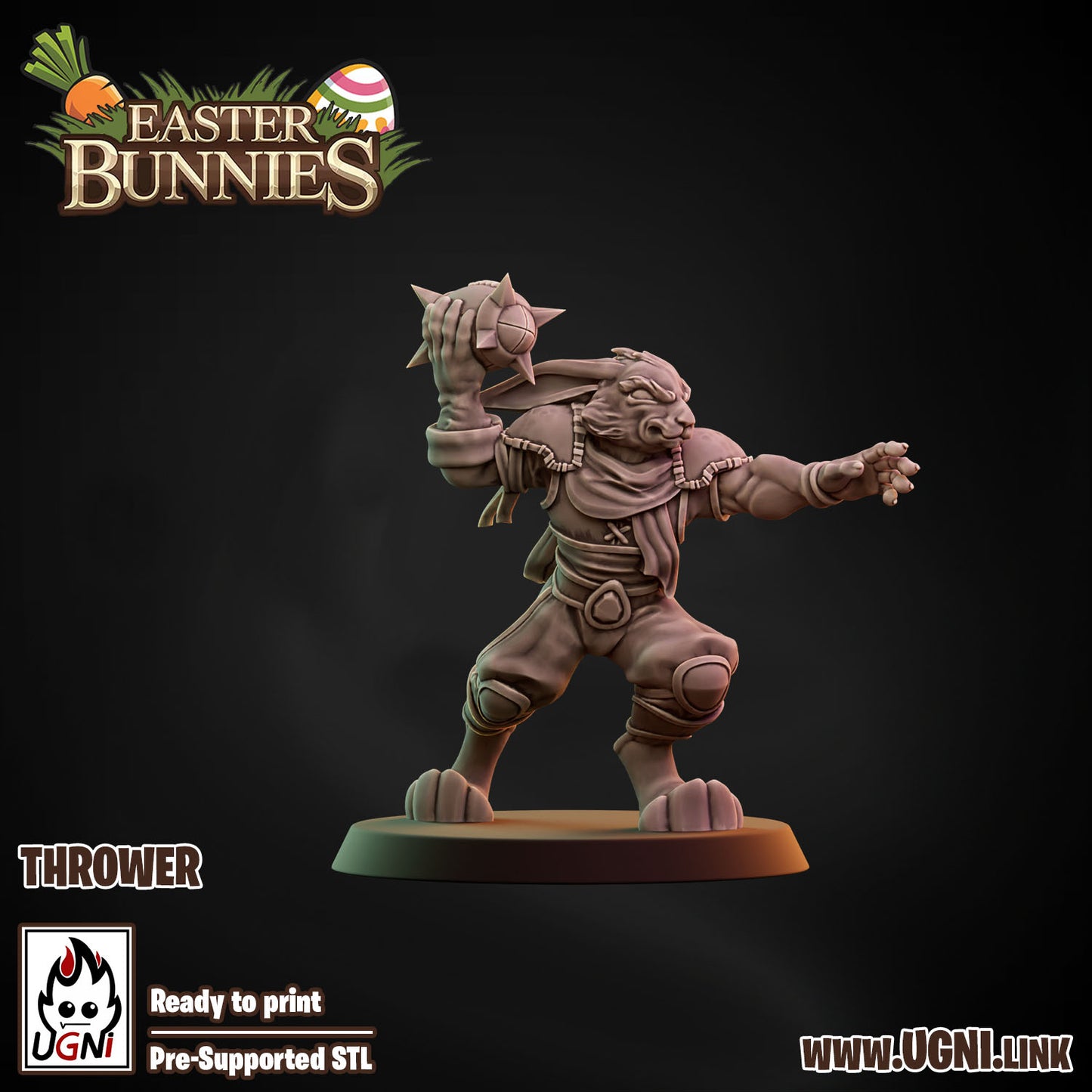 Easter Bunnies Team - Thrower 02 | UGNI Miniatures | Resin