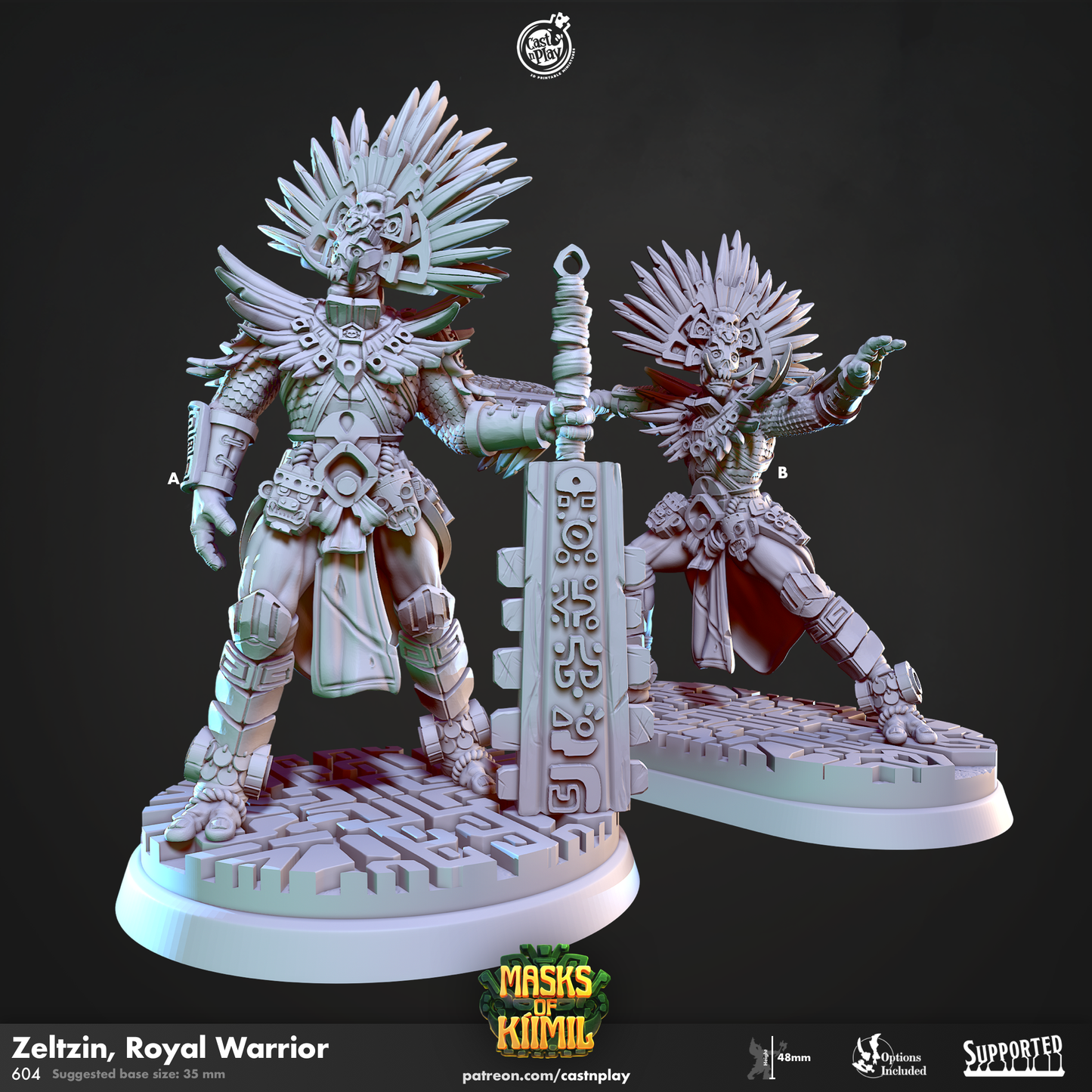 Zeltzin - Royal Warrior - Masks of Kiimil | Cast N Play | Resin