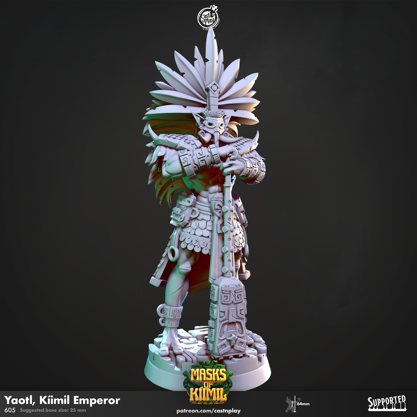 Yaotl - Kiimil Emperor - Masks of Kiimil | Cast N Play | Resin