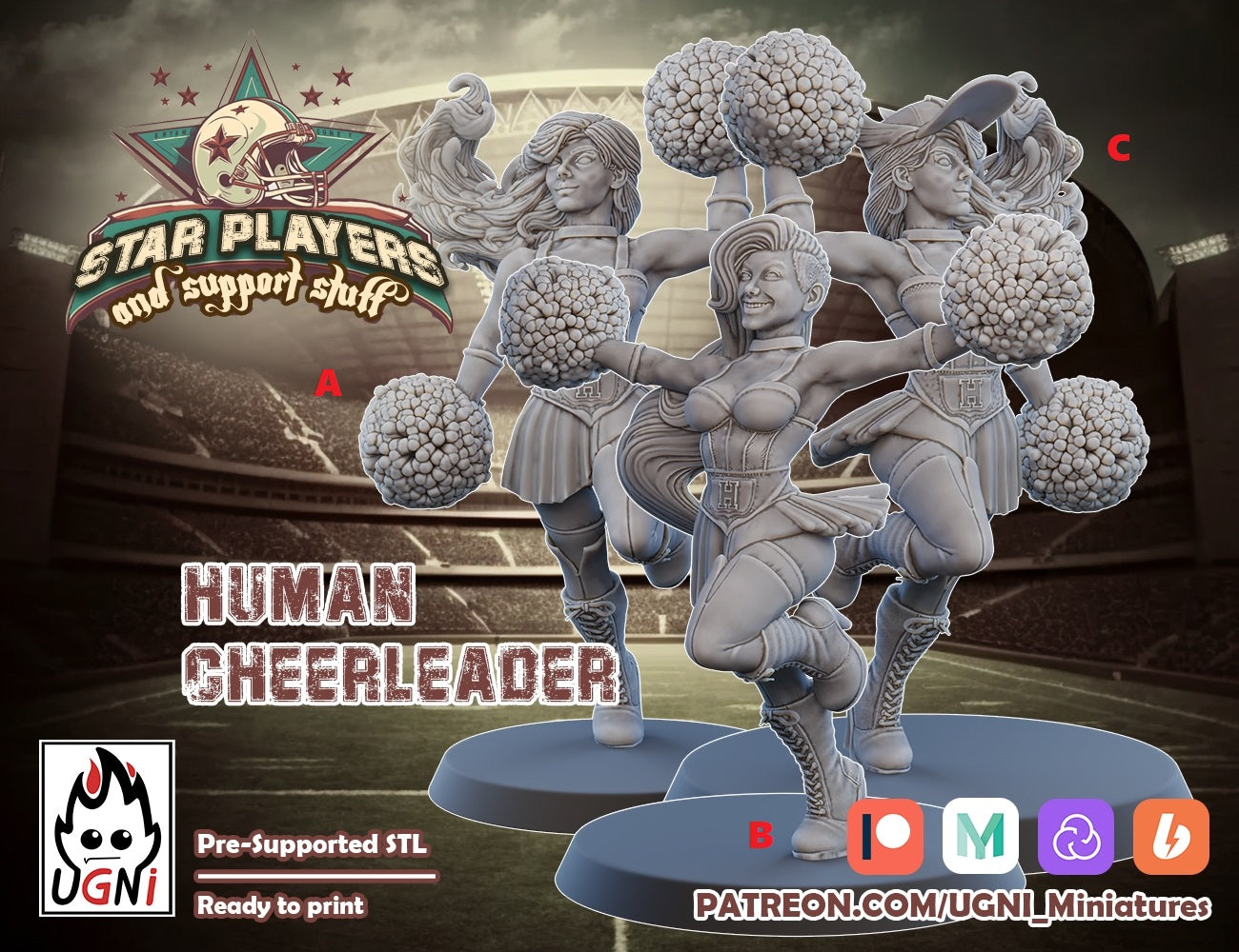 Human Cheerleaders | UGNI Miniatures | Resin