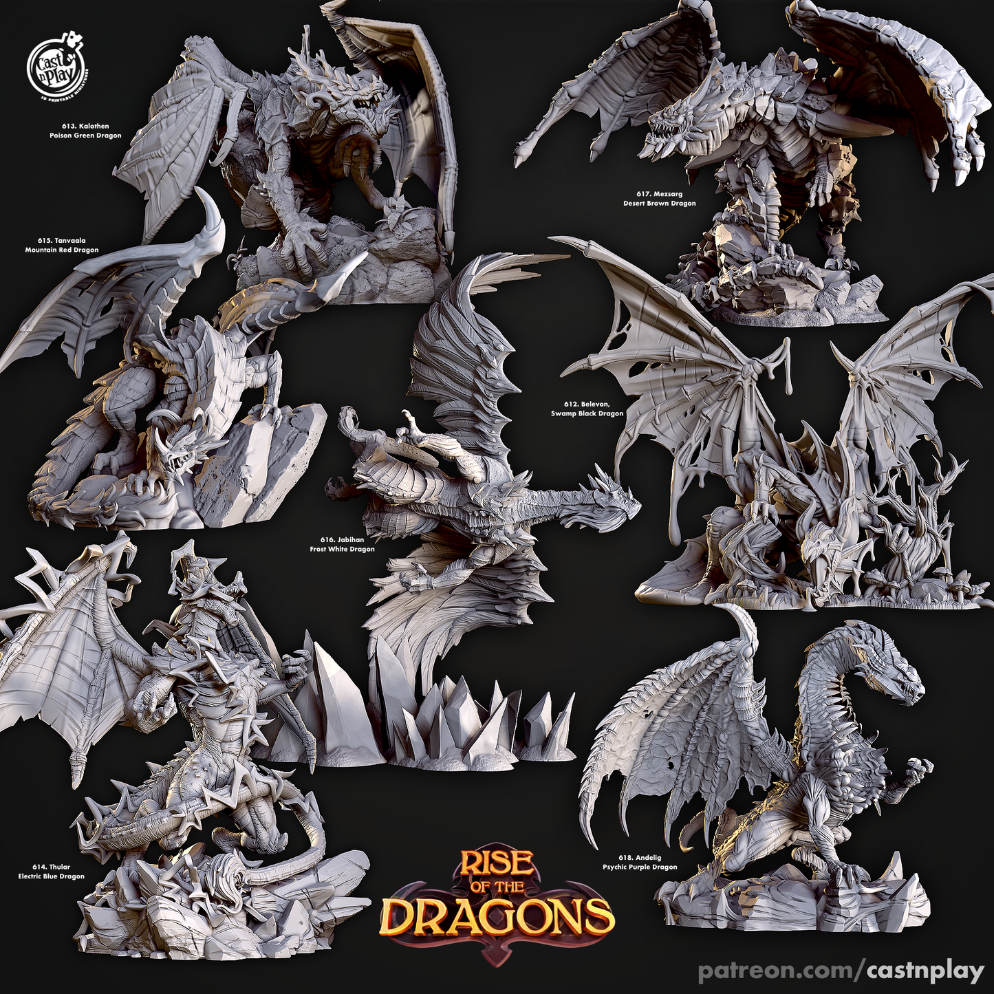 Belevon - Swamp Black Dragon - Rise of Dragons | Cast N Play | Resin