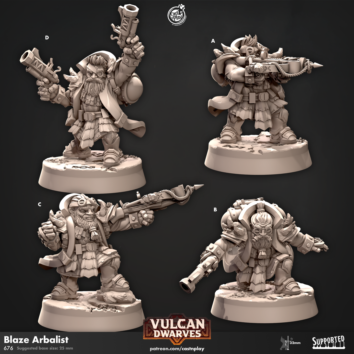 Blaze Arbalist - Vulcan Dwarves | Cast N Play | Resin
