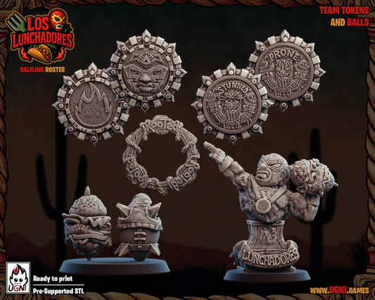 Los Lunchadores Halfling Team - Accessories | UGNI Miniatures | Resin