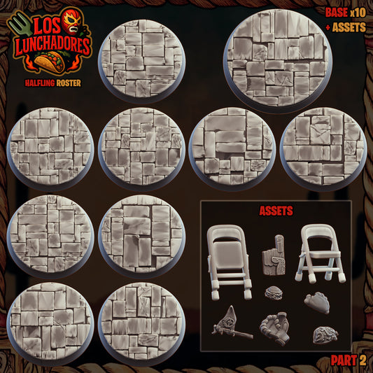 Los Lunchadores Halfling Team - Team Bases and Assets (18pcs) | UGNI Miniatures | Resin