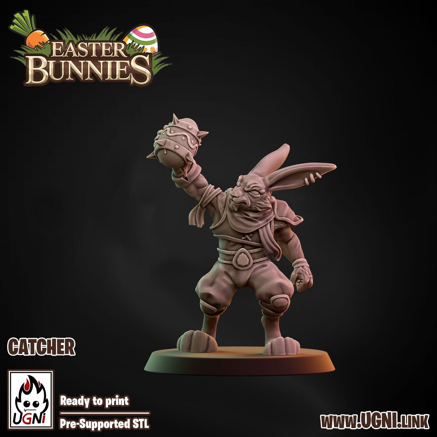 Easter Bunnies Team - Catcher 01 | UGNI Miniatures | Resin