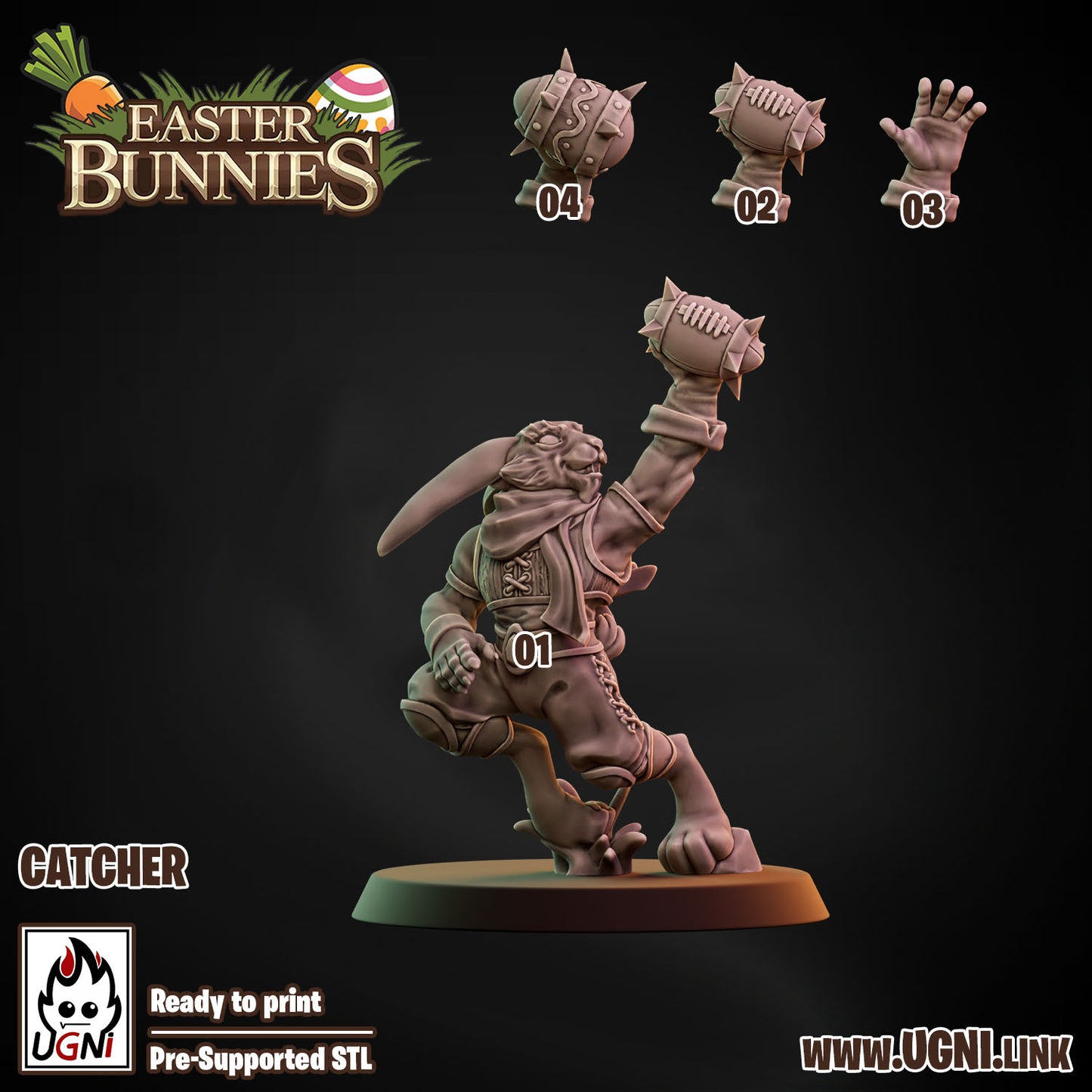 Easter Bunnies Team - Catcher 04 | UGNI Miniatures | Resin