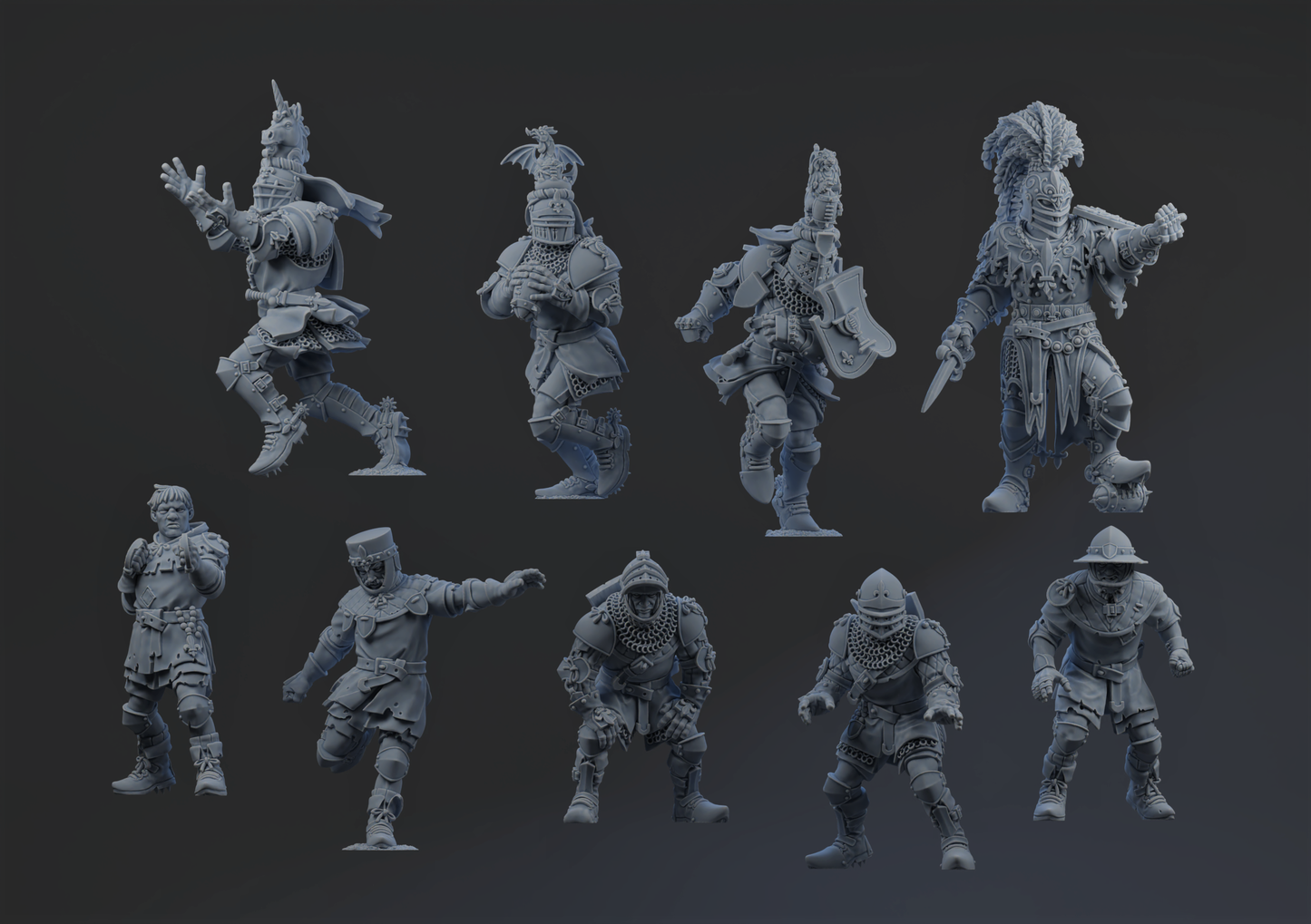 Chivalric Crushers Knights Team - Full Team (18 models) | Brutefun Miniatures | Resin