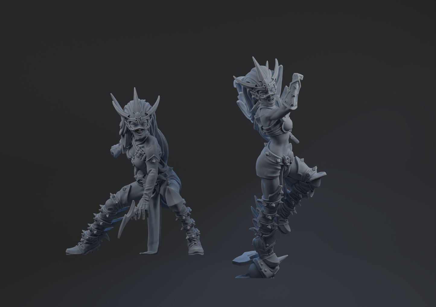 Dark Elves Team - Witches (2 models) | Brutefun Miniatures | Resin