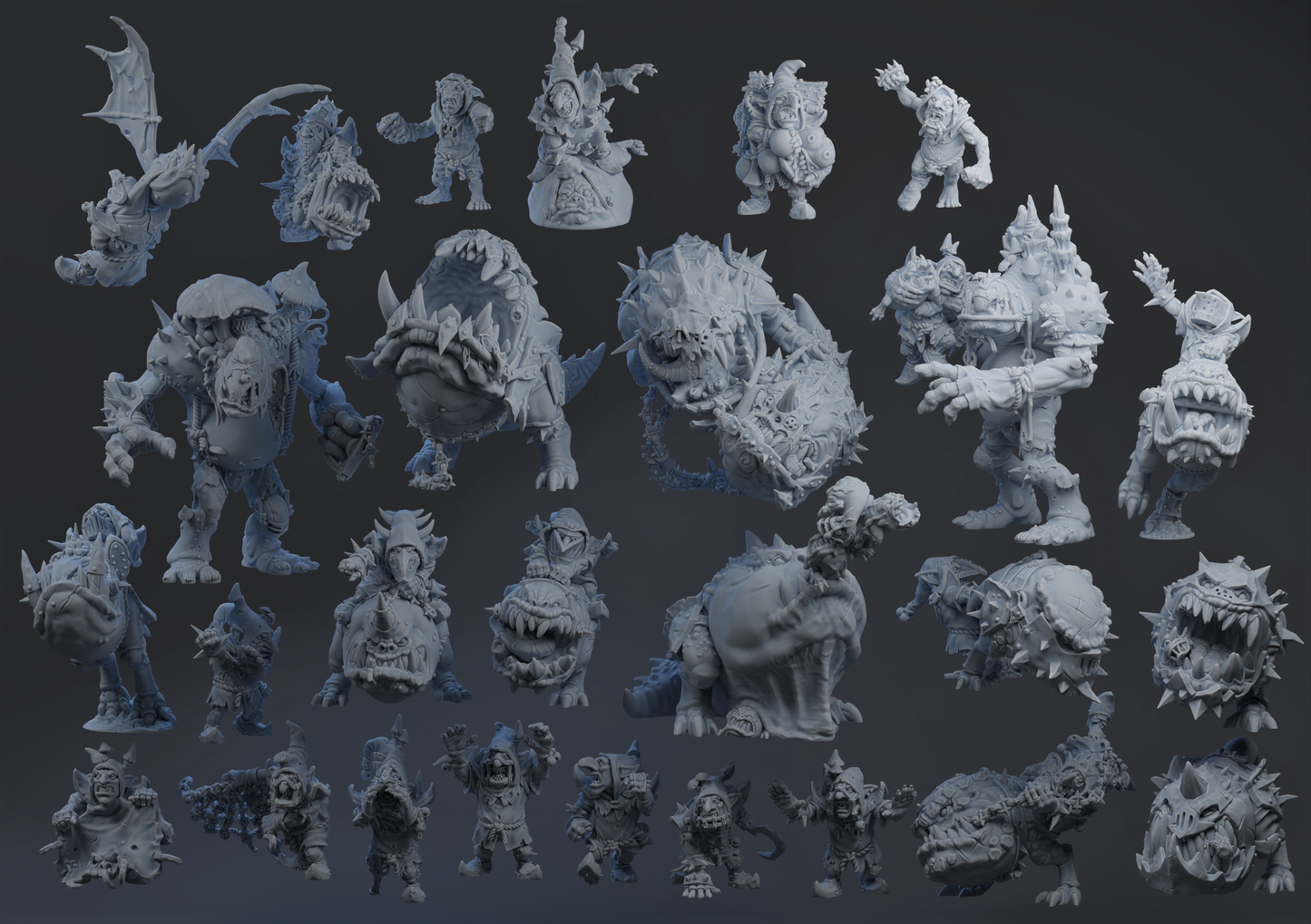 Fearsome Fungitz Night Goblin Team - Individual Models | Brutefun Miniatures | Resin