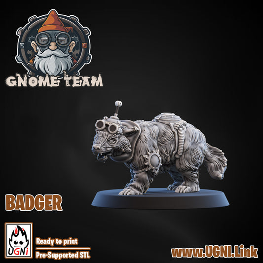 Gnome Team - Badger | UGNI Miniatures | Resin