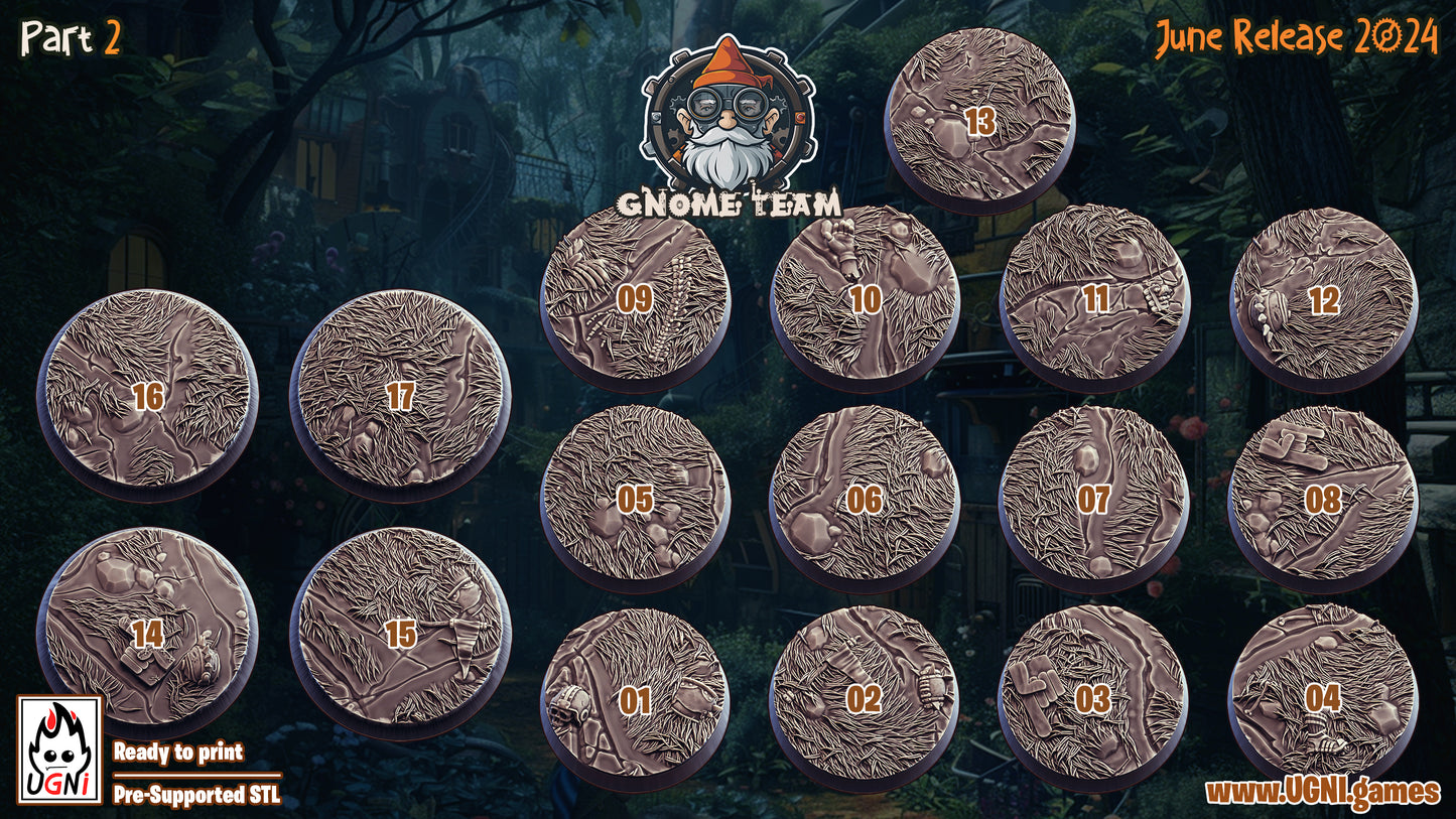 Gnome Team - Team Bases (17pcs) | UGNI Miniatures | Resin