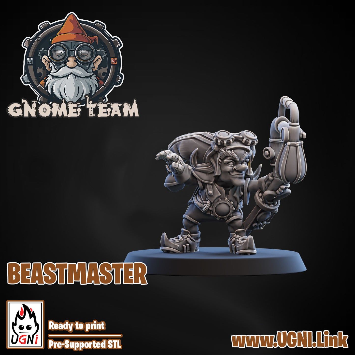 Gnome Team - Beastmaster 01 | UGNI Miniatures | Resin