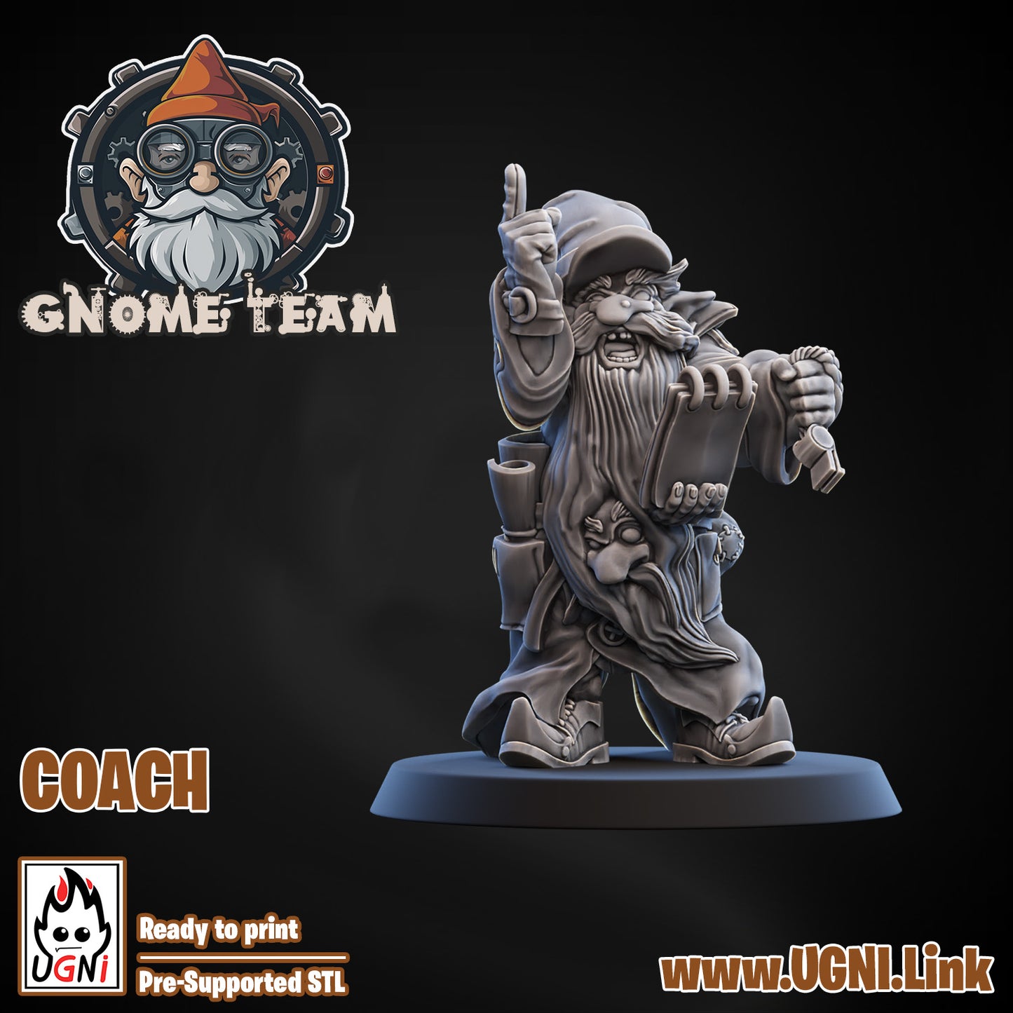 Gnome Team - Coach | UGNI Miniatures | Resin