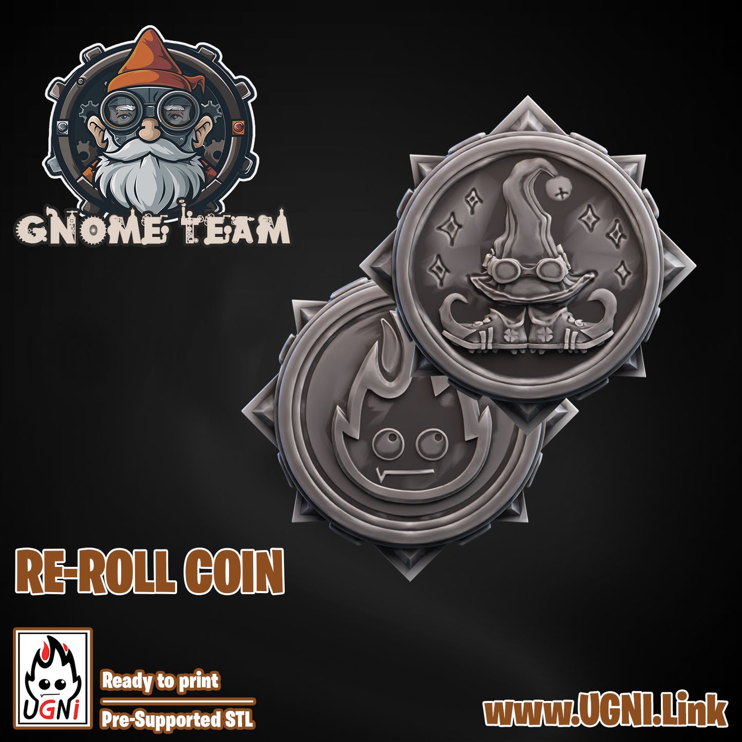 Gnome Team - Team Coins (2pcs) | UGNI Miniatures | Resin