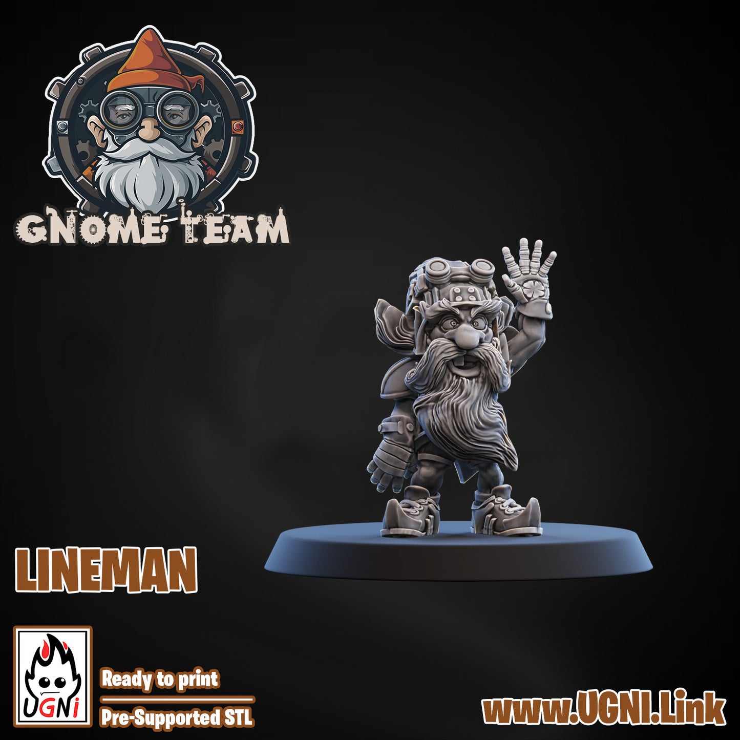 Gnome Team - Lineman 03 | UGNI Miniatures | Resin