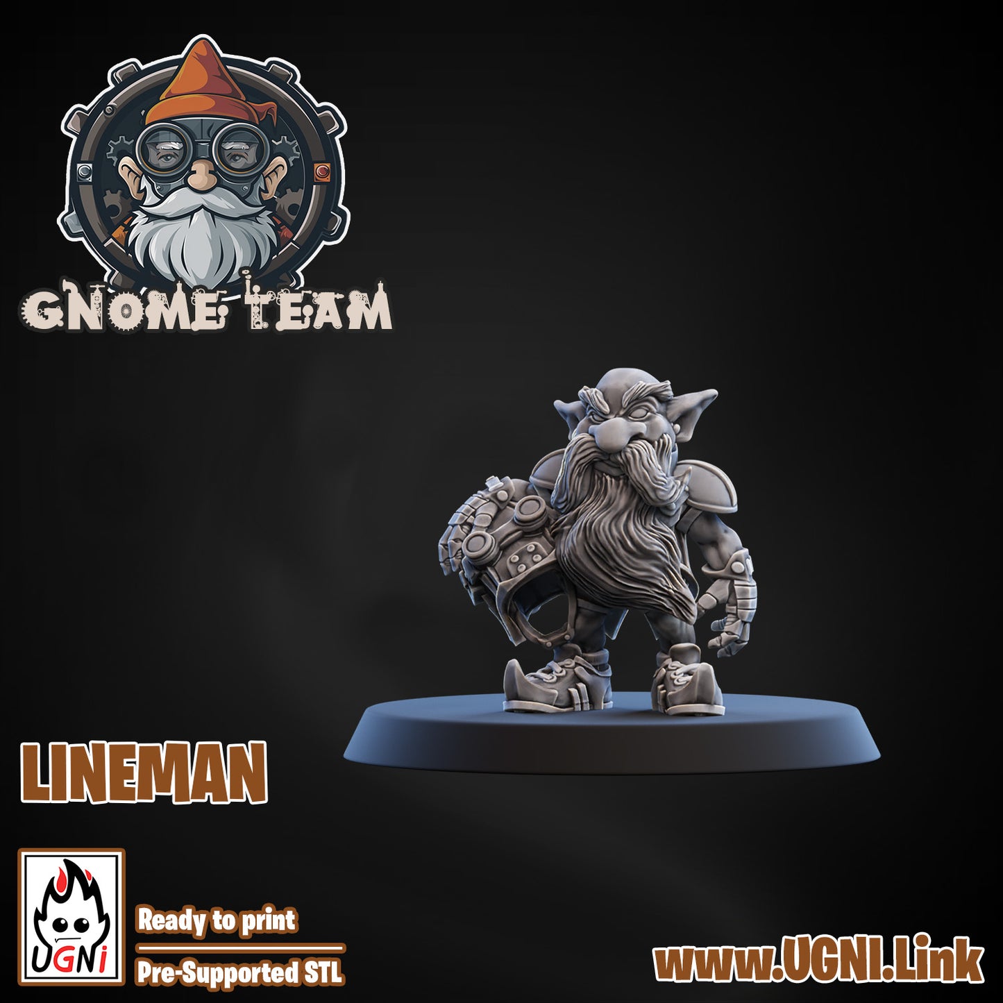 Gnome Team - Lineman 05 | UGNI Miniatures | Resin