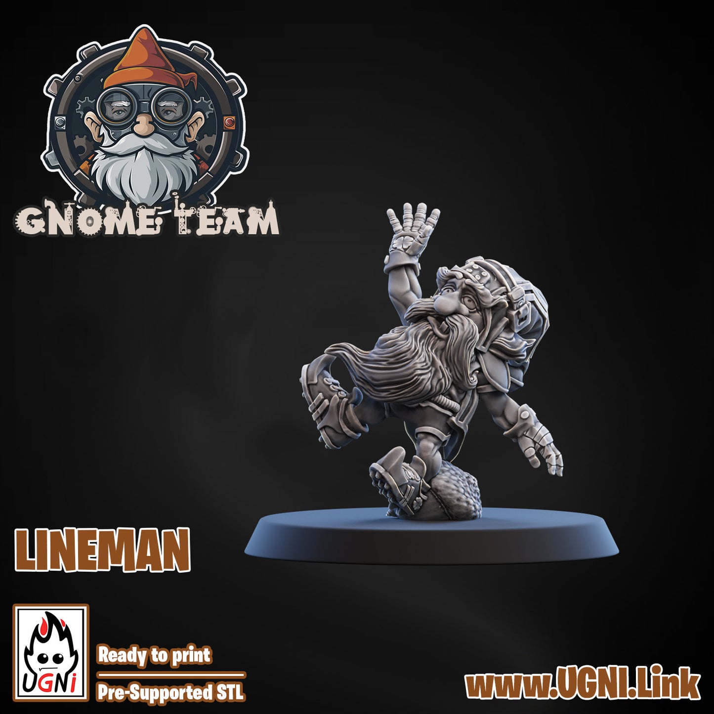 Gnome Team - Lineman 07 | UGNI Miniatures | Resin