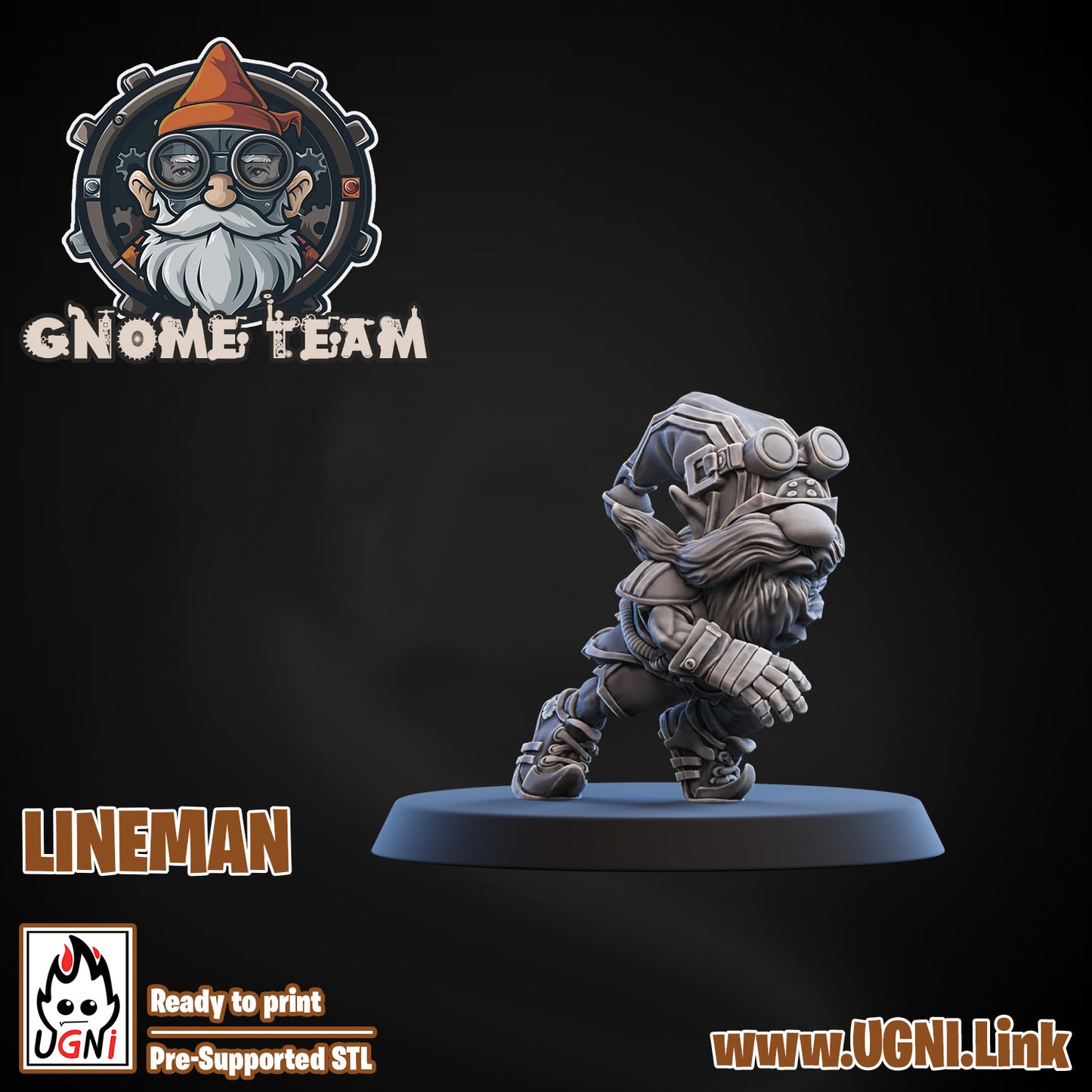 Gnome Team - Lineman 09 | UGNI Miniatures | Resin
