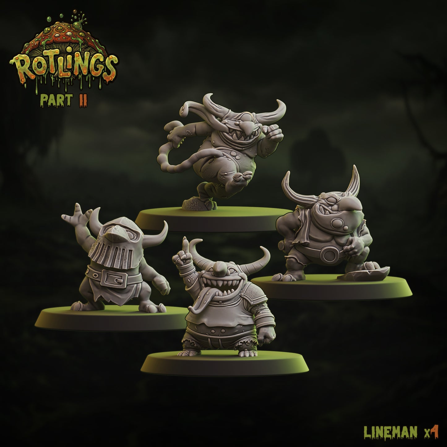 Rotlings (Snotlings Team) - Linemen x4 | UGNI Miniatures | Resin