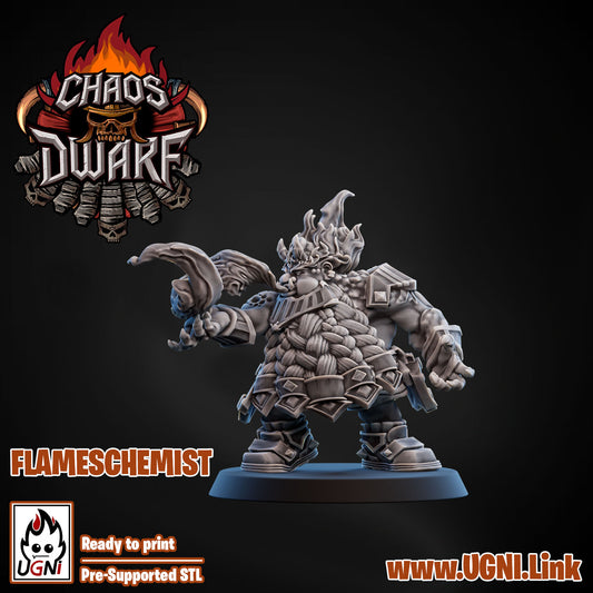 Magma Chaos Dwarf Team - Flameschemist 02 | UGNI Miniatures | Resin