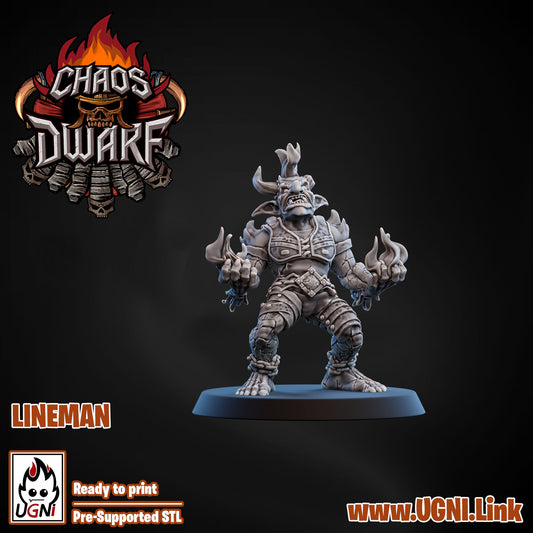 Magma Chaos Dwarf Team - Lineman 05 | UGNI Miniatures | Resin