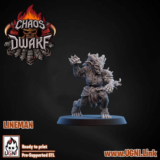 Magma Chaos Dwarf Team - Lineman 08 | UGNI Miniatures | Resin