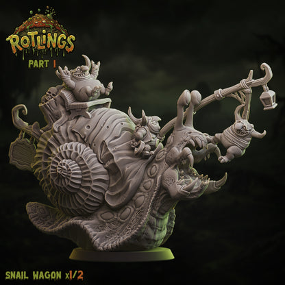 Rotlings (Snotlings Team) - Snail Wagon | UGNI Miniatures | Resin