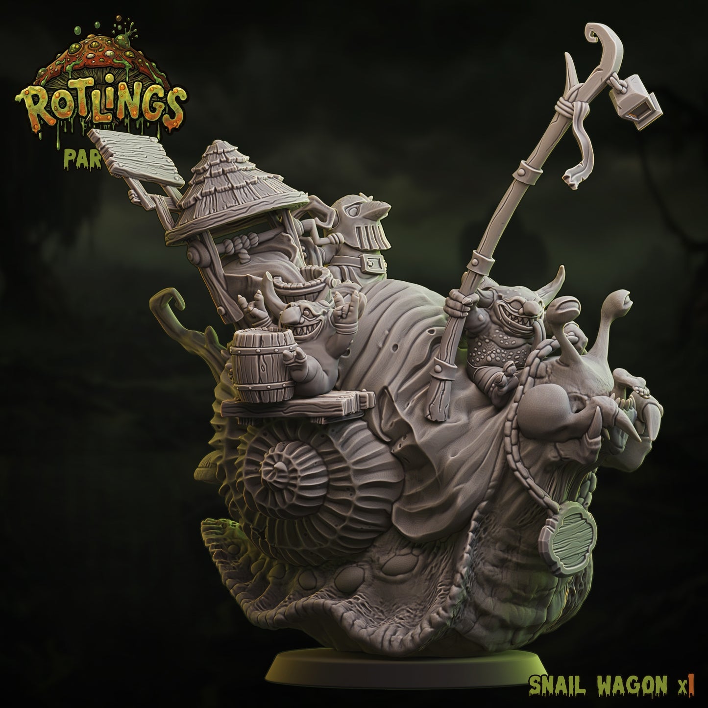 Rotlings (Snotlings Team) - Snail Wagon | UGNI Miniatures | Resin