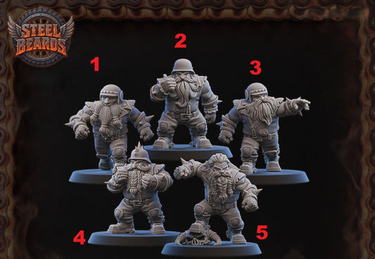Steel Beards (Dwarves Team) - Linemen  | UGNI Miniatures | Resin