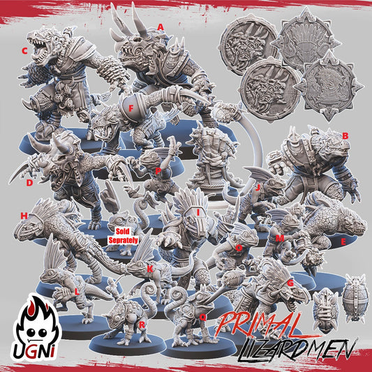 Lizardmen Team - Primal Lizardmen | UGNI Miniatures | Resin