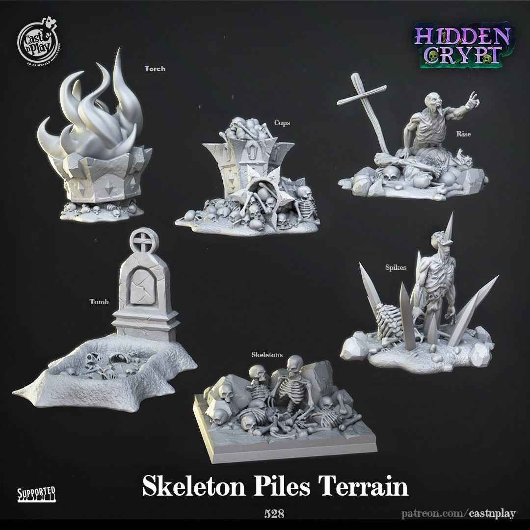 Skeleton Piles Terrain - Hidden Crypt | Cast N Play | Resin – 3D Creatables