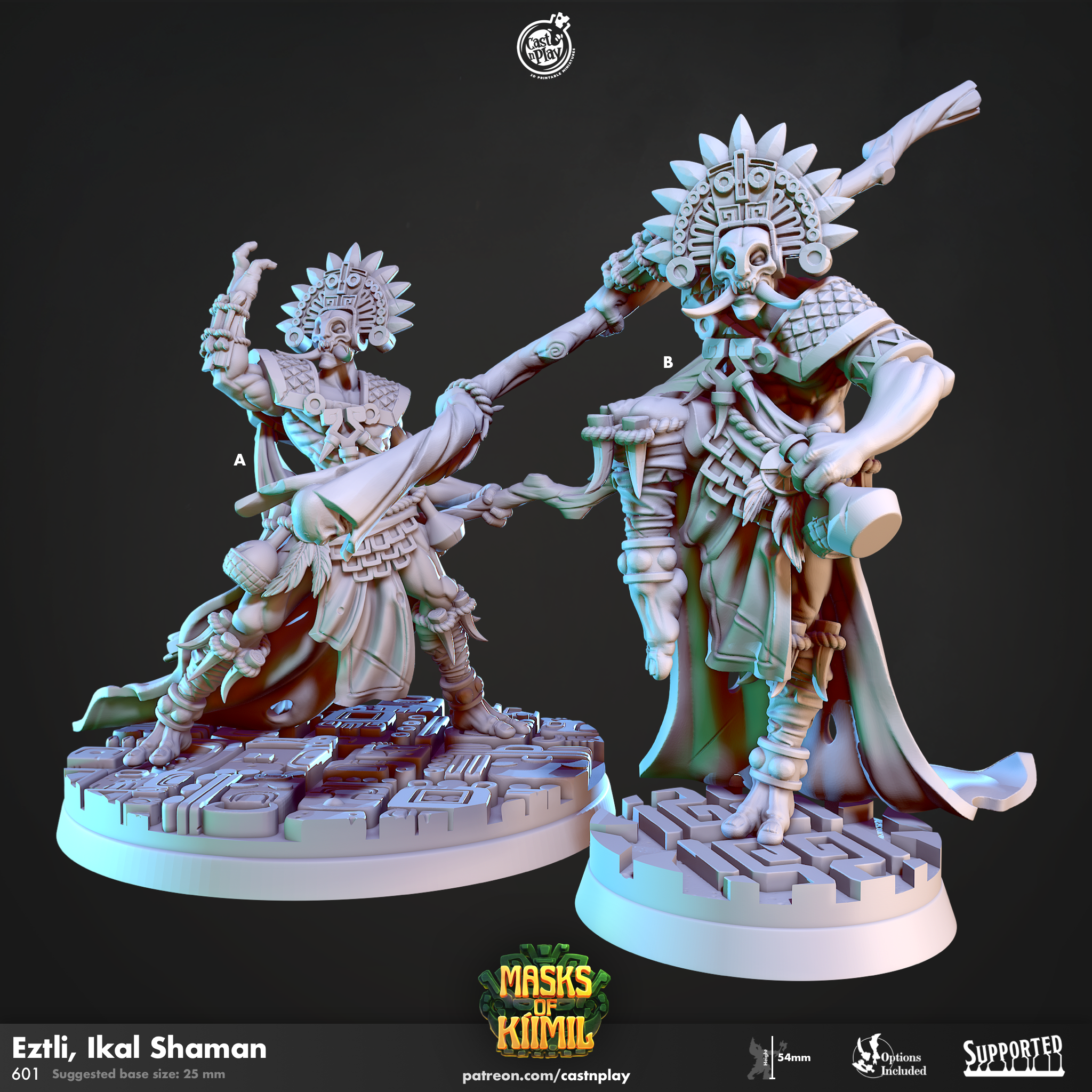 Eztli - Ikal Shaman - Masks of Kiimil | Cast N Play | Resin – 3D Creatables