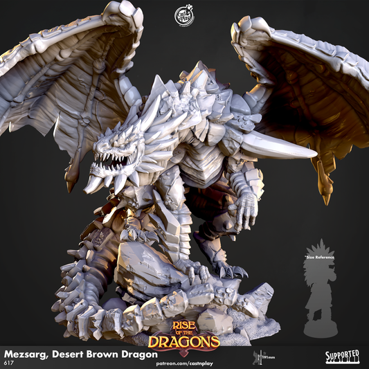 Mezsarg - Desert Brown Dragon - Rise of Dragons | Cast N Play | Resin