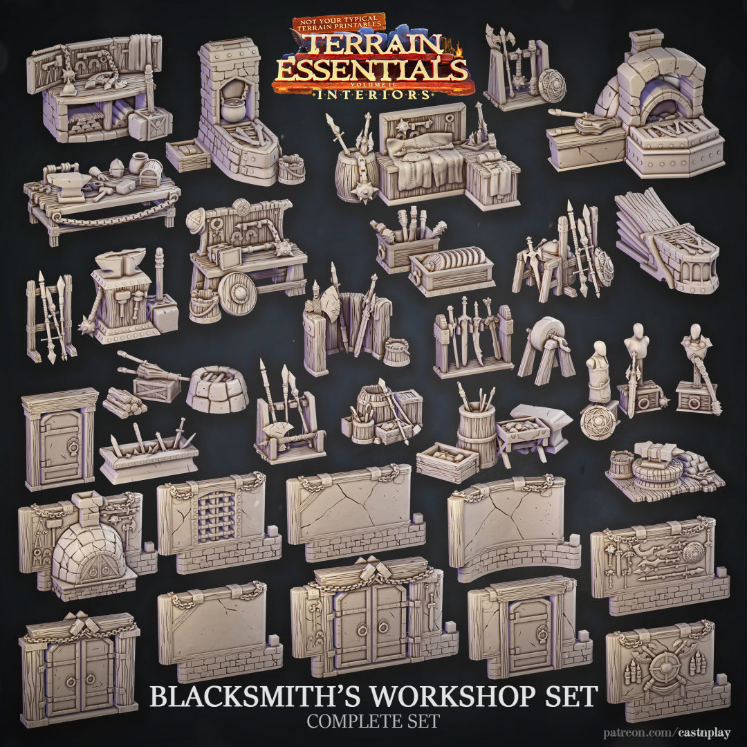 Blacksmith's Workshop Props - Terrain Essentials Interiors | Cast N Play | Resin