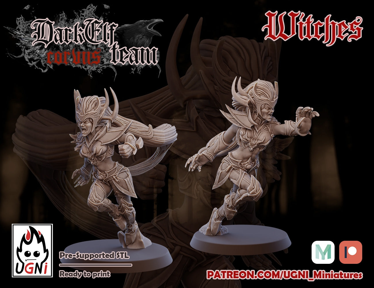 Dark Elves Team - Dark Elves | UGNI Miniatures | Resin