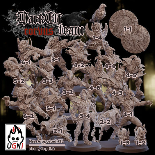 Dark Elves Team - Dark Elves | UGNI Miniatures | Resin
