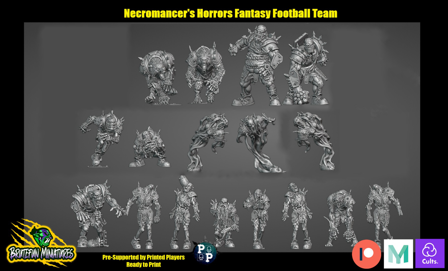 Necromancer's Horrors Team - Full Team without Star Players | Brutefun Miniatures | Resin