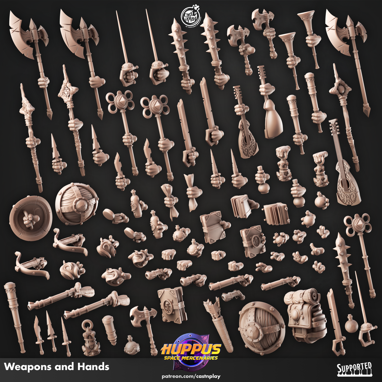 Weapons and Props - Huppus Space Mercenaries | Cast N Play | Resin